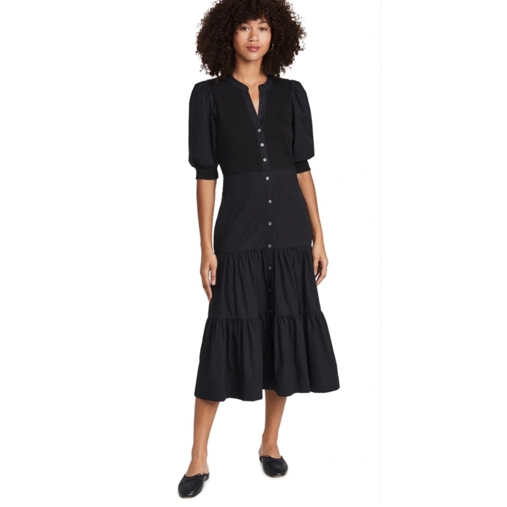 Veronica Beard Davenport Black‎ Tiered Maxi Dress Sz M